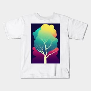 Vibrant Colored Whimsical Minimalist Lonely Tree - Abstract Minimalist Bright Colorful Nature Poster Art of a Leafless Branches Kids T-Shirt